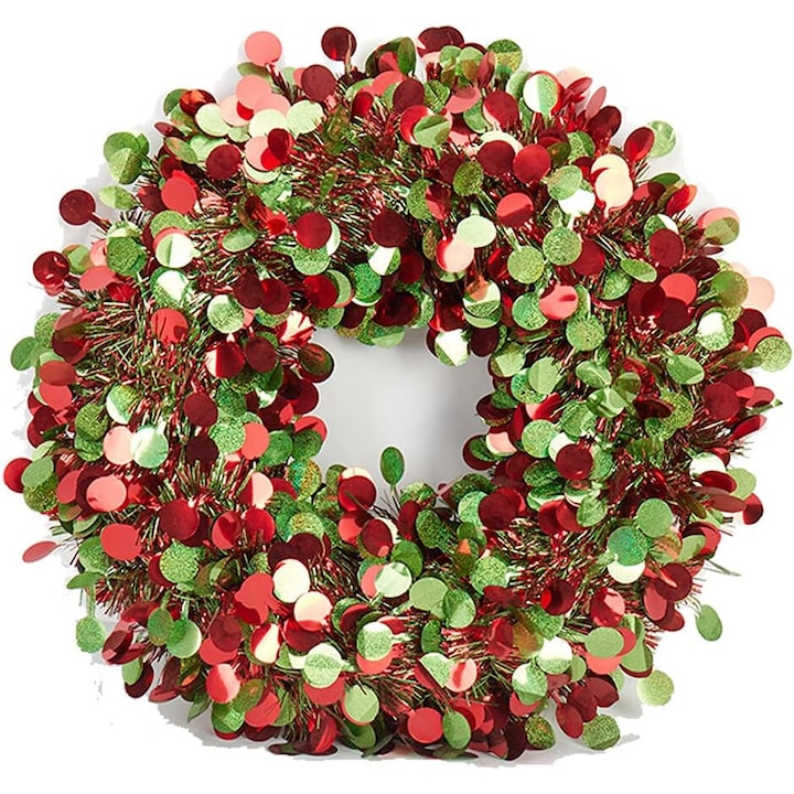 Jormftte karácsonyi koszorú, PVC, piros, beltéri és kültéri dekoráció