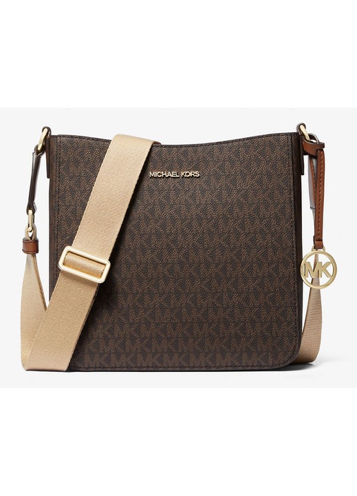 Geanta de dama Michael Kors Jet Set Travel, canvas, piele naturala, maro, 24x18x6cm