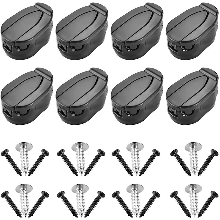 Set de 8 prinderi pentru mingi de golf, AMRINUGL, plastic, negru, 3.5x1.7x1.5cm
