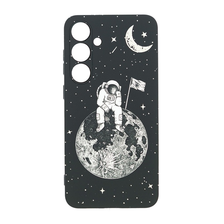 Husa de telefon, LUXO, compatibil cu Samsung Galaxy S24 Plus, model Astronaut on the Moon cu efect fosforescent, TPU, multicolor