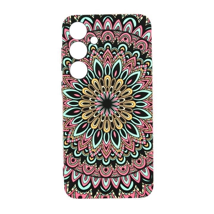 Husa de telefon, LUXO, compatibil cu Samsung Galaxy S24 Plus, model Lotus Mandala cu efect fosforescent, TPU, multicolor