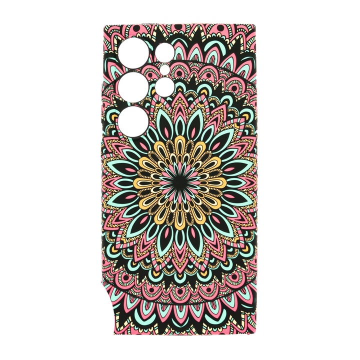 Husa de telefon, LUXO, compatibil cu Samsung Galaxy S24 Ultra, model Lotus Mandala cu efect fosforescent, TPU, multicolor