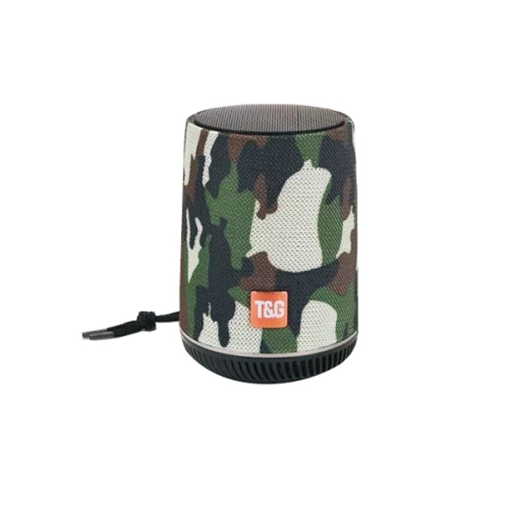 T&G TG527 hordozható hangszóró, Bluetooth, FM, MP3, 5 W, 90x90x123 mm, ABS, elemes