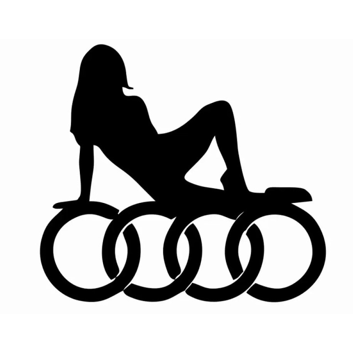 Sticker auto Audi girl 1, 20x 18 cm, alb