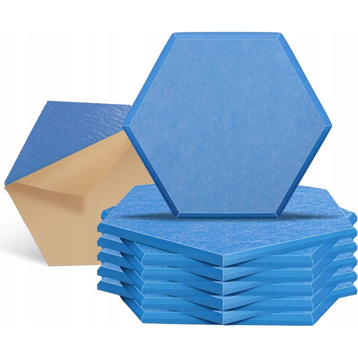Panouri Acustice Autoadezive Gusi, Reducere Echo, 30x25.5x1cm, Albastru, Set 12 buc