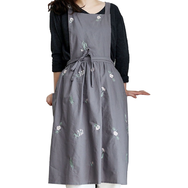 Sort impermeabil, QttvbTna, broderie floare, bumbac