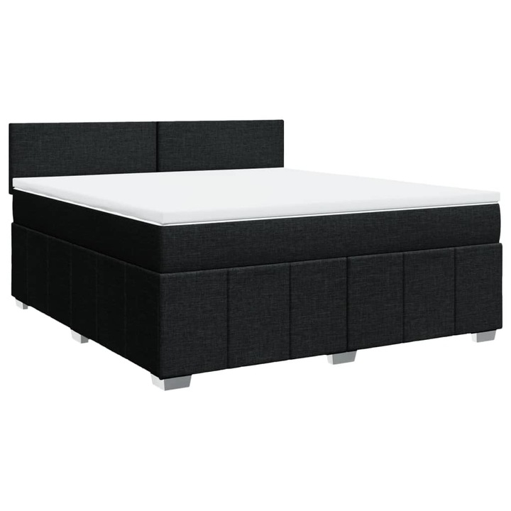 Pat box spring cu saltea vidaXL, negru, 180x200 cm, catifea, 67.67 kg 3289442
