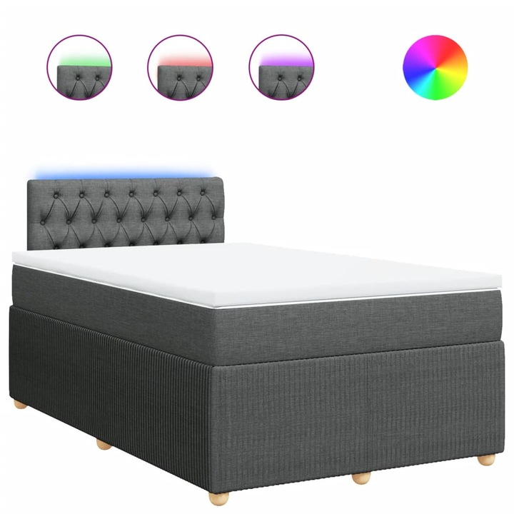 Pat box spring cu saltea vidaXL, gri inchis, 120x190 cm, textil 3289703
