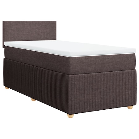 Pat box spring cu saltea vidaXL, maro inchis, 80x200 cm, textil, 36.11 ...