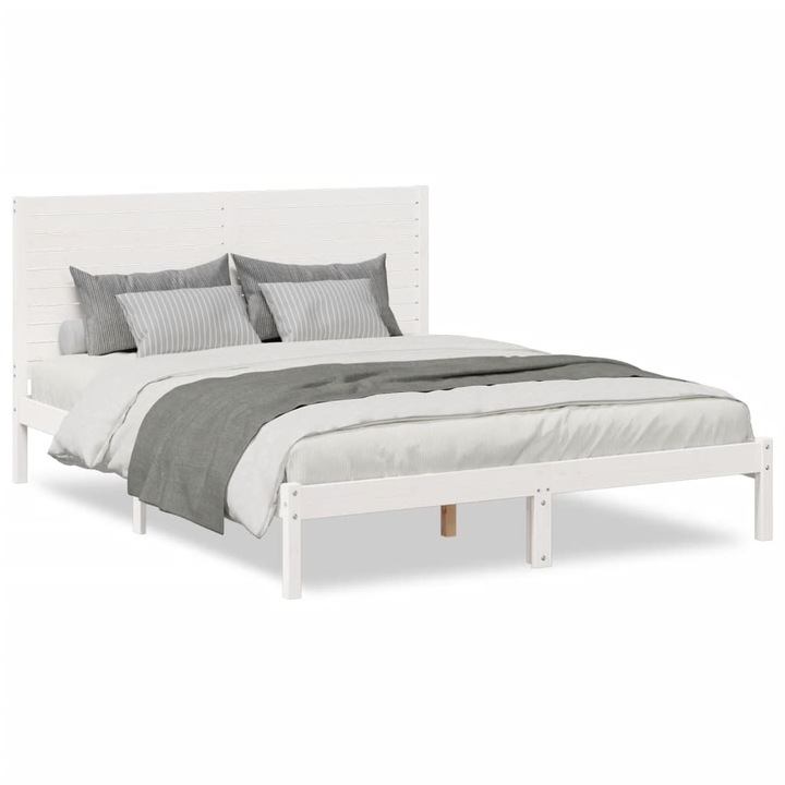 vidaXL fehér tömör fa extra hosszú ágykeret matrac nélkül 160 x 220 cm 28.65 kg 3309316