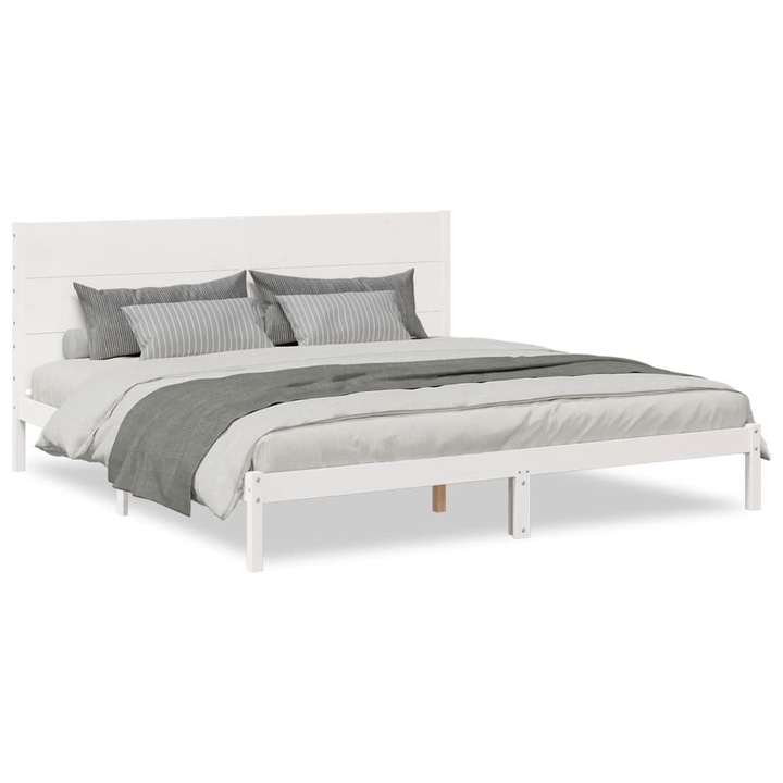 VidaXL fehér tömör fa extra hosszú ágykeret matrac nélkül 200 x 220 cm 34.9 kg 3309292