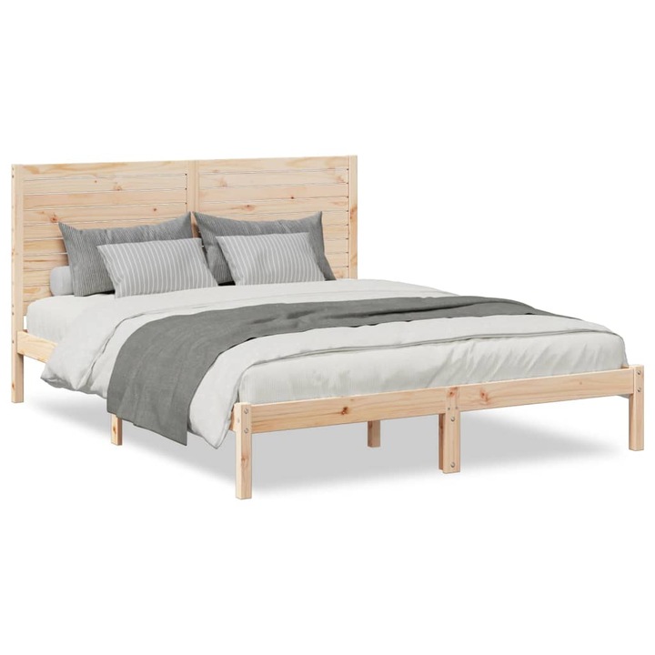 Cadru pat foarte lung fara saltea vidaXL, 160x210 cm, lemn masiv, 28.85 kg 3309301