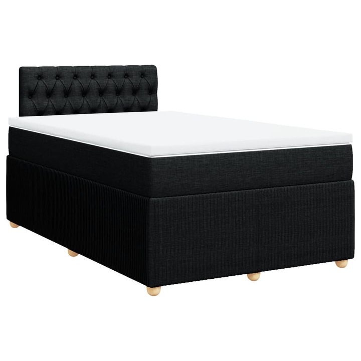 Pat box spring cu saltea vidaXL, negru, 120x190 cm, catifea, 49 kg 3287404