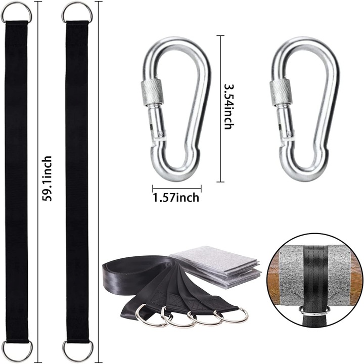 Комплект от 2 презрамки за люлка Sunmostar, найлон, черни, 150 см