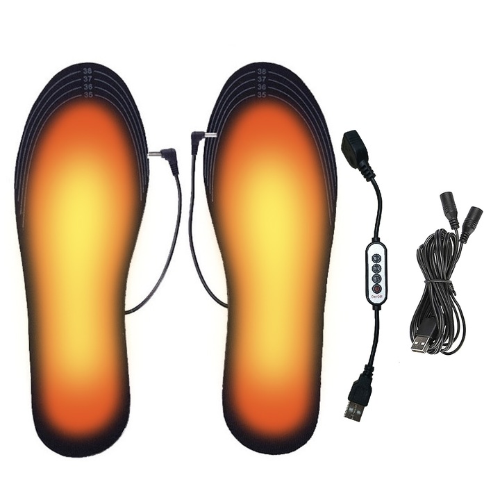 2 db USB fűtőbetét készlet, CUKIN, 5V/2A, hőmérséklet szabályozó, állítható, Fekete, 35-40