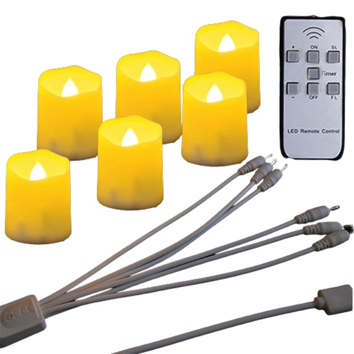 Lampa cu lumanare LED, Sunmostar, control remote, plastic, alb