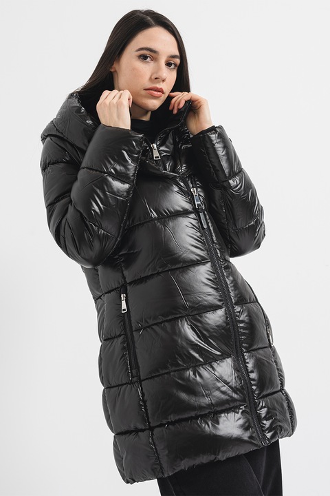 DKNY, Geaca stratificata cu gluga, Negru