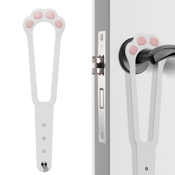 Стопер за врата за котки, регулируем, бял, 29 см, полимер