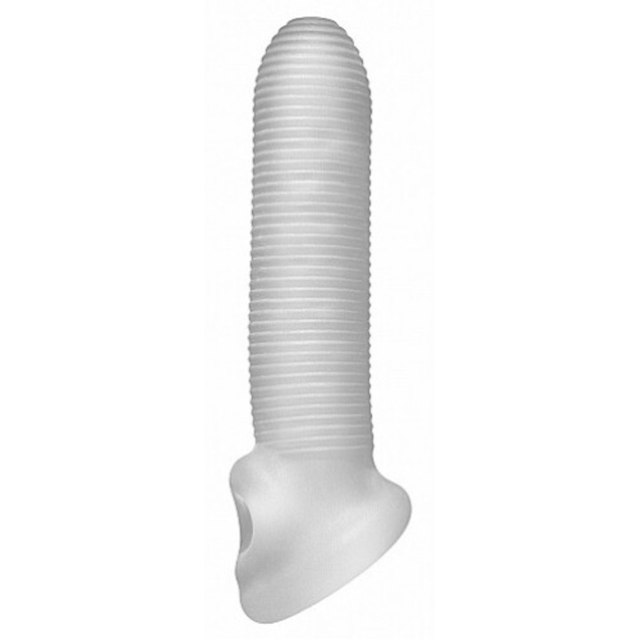 Пенис удължител, Perfect Fit, Fat Boy Micro Rib, Текстуриран, Водоустойчив, 180x60 мм, Прозрачен