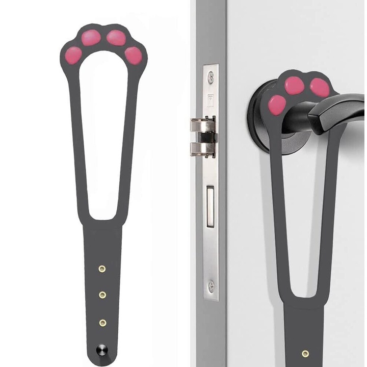 1 Pcs Cat Door Latch Holder, Keep Door Open Tool for Cats, Adjustable Sizes Strap, HDPE, 29cm, Black