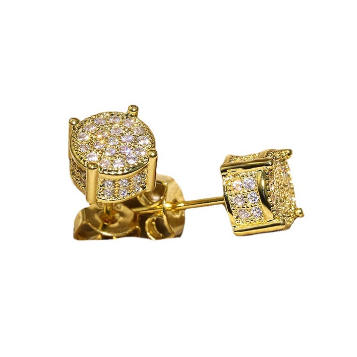 Cercei tip stud dama, Haoshi, aur 14k, stil hip hop punk