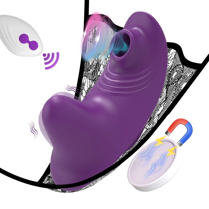 Вибратор за G точка Wanyan, Стимулатор на клитора, Дистанционно управление, USB зареждане, 10 режима на вибрация, 4 режима на засмукване, Лилав