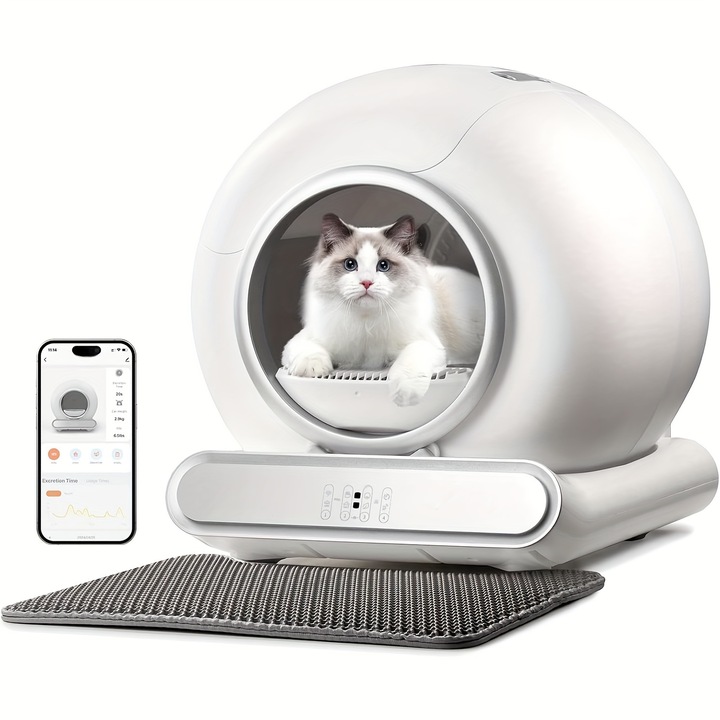 Automata alomdoboz smart PETOOL V3 macskáknak, öntisztító, szagtalanítás ionizációval, mobil alkalmazás