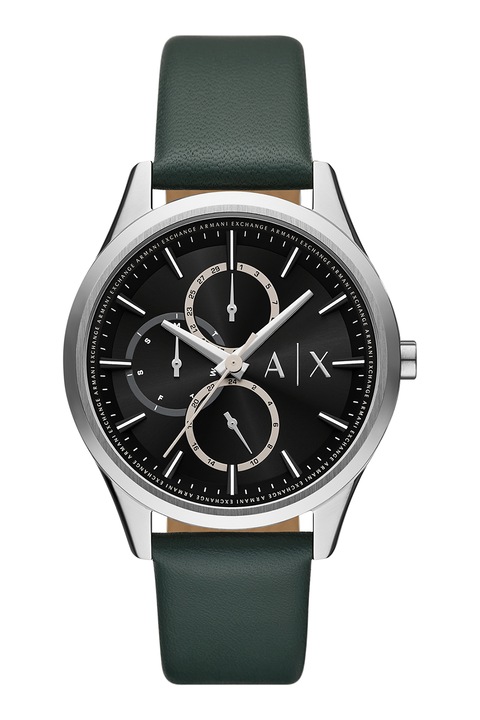ARMANI EXCHANGE, Bőrszíjas multifunkciós karóra, Zöld