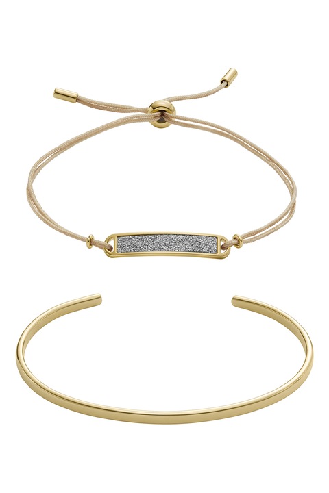 Fossil, Set de bratara rigida si bratara, Auriu, Argintiu