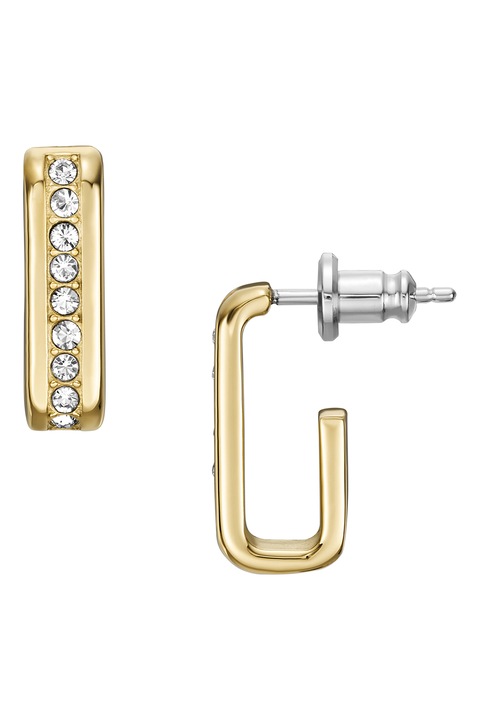 Fossil, Cercei de otel inoxidabil Archival Glitz, Auriu, Transparent