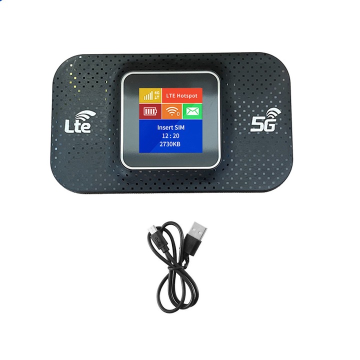 H807Pro hordozható router, Hggzeg, 4G router, SIM foglalat, LCD képernyő, hordozható, 3650mAh, 2.4G, 300MBps, 10 egyidejű felhasználó, több csatlakozás, mobiltelefonhoz, laptophoz, asztali számítógéphez és táblagéphez, 10,4x6,4x2,5 cm, fekete