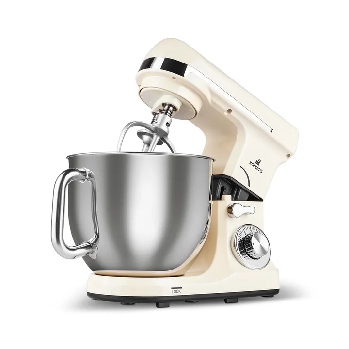 Robot de bucatarie, Blendburst, Karaca, 1400W, capacitate bol inox 5.7L, 6 trepte de viteza, functie pulse, Iconic Beige