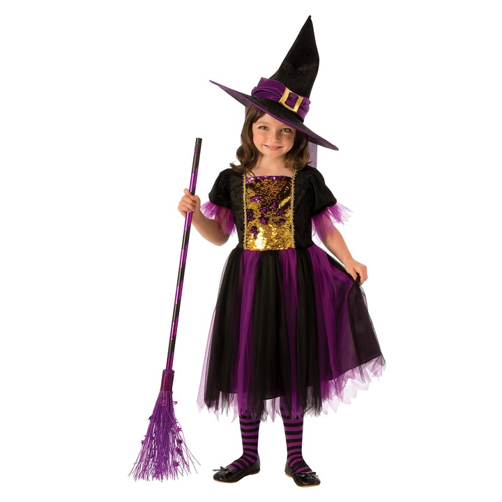 Costum vrajitoare Purple KidMania® pentru fete, 7-8 ani, 122-128 cm