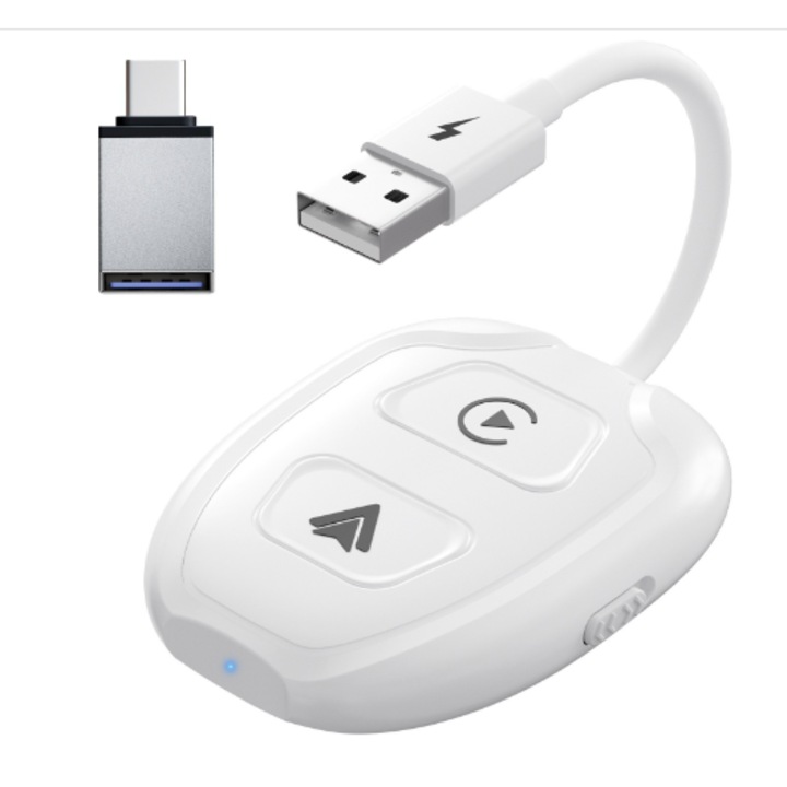 TNEAYWHE vezeték nélküli CarPlay adapter, elegáns dizájn, vezeték nélküli kapcsolat, széleskörű kompatibilitás, autókhoz