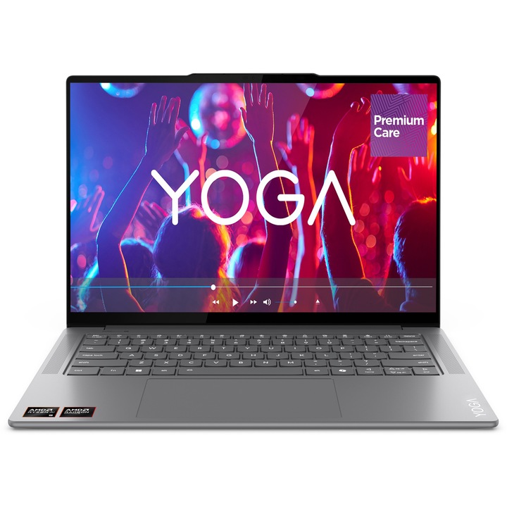 Laptop Lenovo Yoga Pro7 14ASP9 cu procesor AMD Ryzen™ AI 9 365 pana la 5.0GHz, 14.5'', OLED, 32GB LPDDR5x, 1TB SSD, AMD Radeon™ 880M Graphics, Win 11 Home, Luna Grey, 3y on-site Premium Care