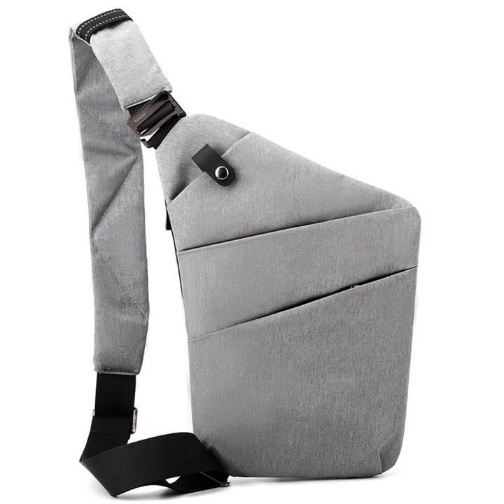 Geanta Unisex, Rezistenta la Apa, Gri, 19x30cm, poliester/nylon