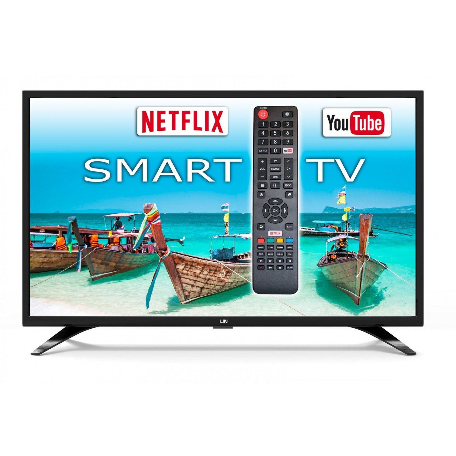 Televizor LIN, 43", LIN, SMART TV, Full HD, DVB-T2, Negru