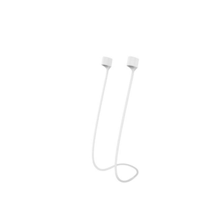 Snur magnetic anti-pierdere pentru casti, silicon, compatibil Airpods, ear buds, casti bluetooth wireless, unisex, marime universala, alb