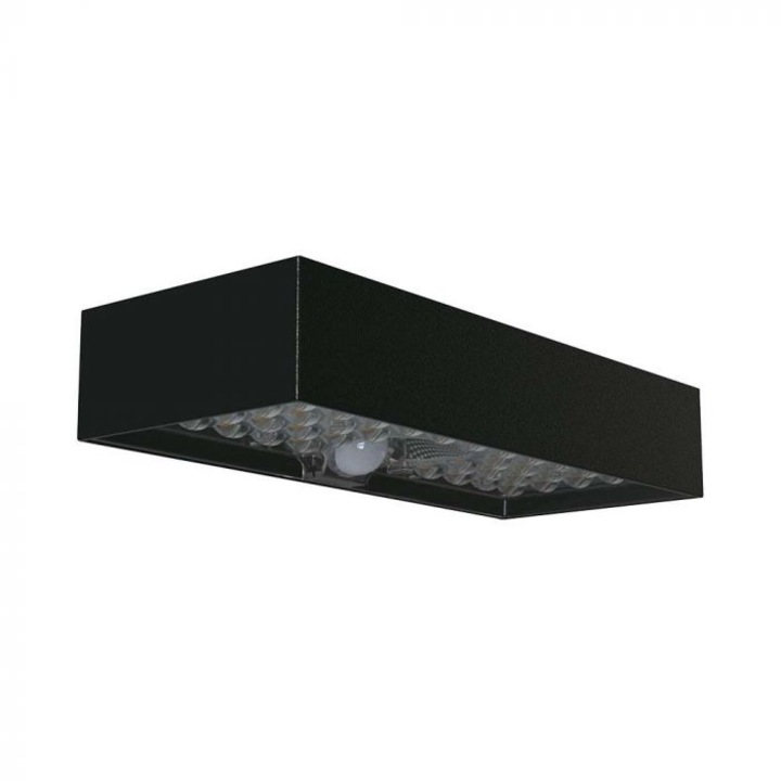 Соларна лампа, V-TAC, LED 6W, сензор за движение, черен, размери IP54
