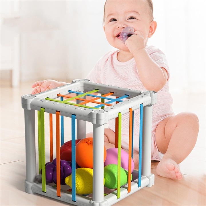 Jucarii interactiva bebe, fructe, antrenament motricitate fina, multicolor