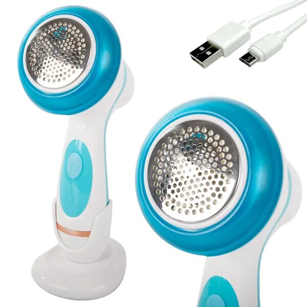 Aspirator scame de haine Verk Group, cu 3 lame, alimentare USB, roz, 22x11cm