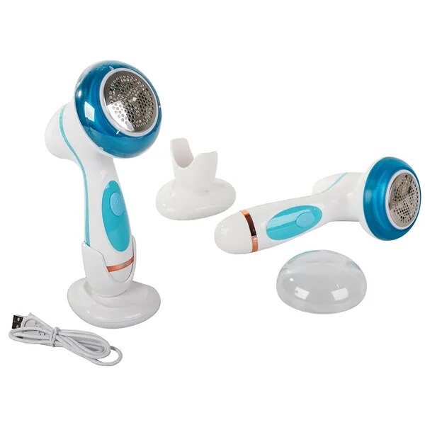 Aspirator scame de haine Verk Group, cu 3 lame, alimentare USB, roz, 22x11cm