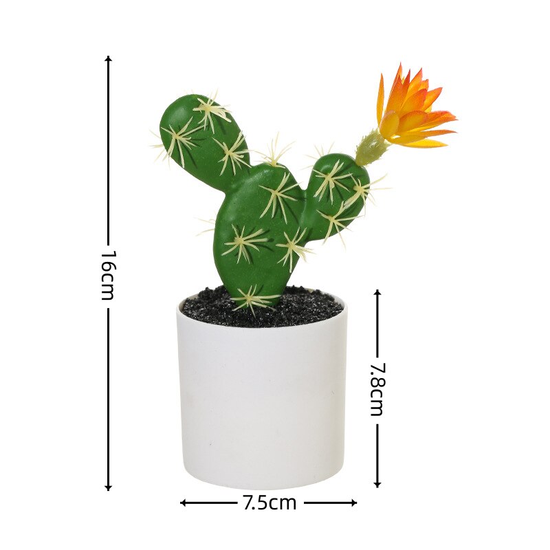 Cactus inflorit artificial cu ghiveci, Sunmostar, verde/alb, 16x7.5cm -  eMAG.ro