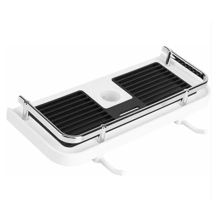 Поддръжка за баня, регулируем органайзер за душ, с 2 куки, за релса 22-25 мм