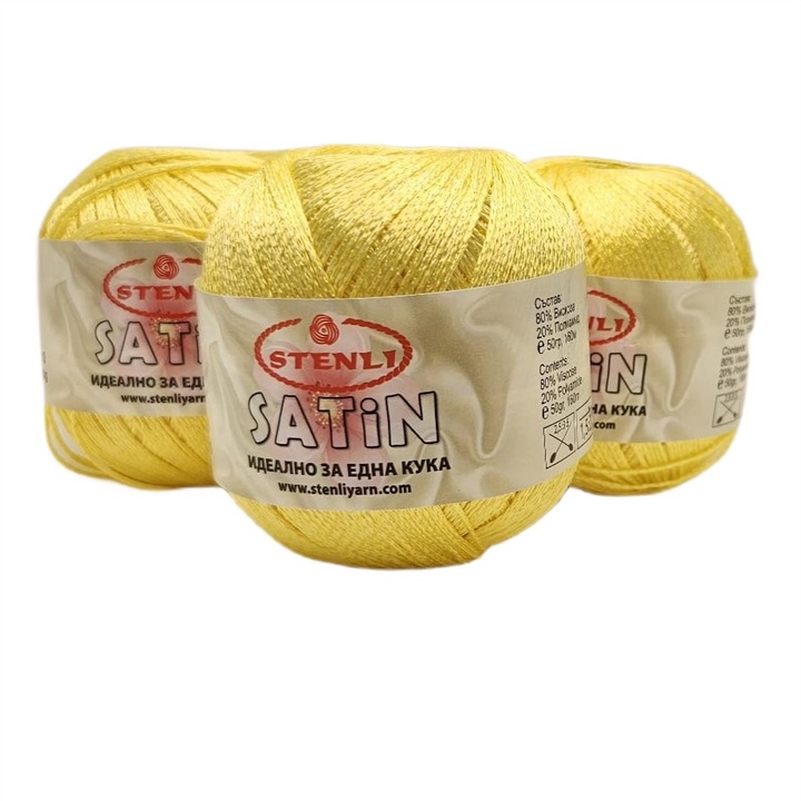 3 db-os Stenli Yellow Satin textil fonal készlet - 105 kód, 50g/160m