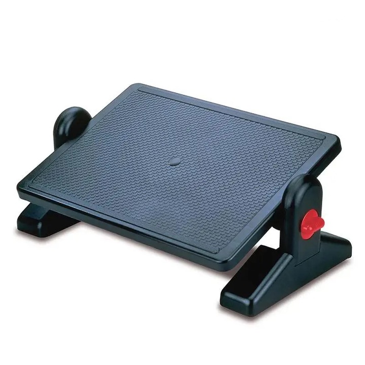 Suport ergonomic pentru picioare, cu inclinare reglabila, 2 nivele de inaltime, negru, 50 x 30 cm