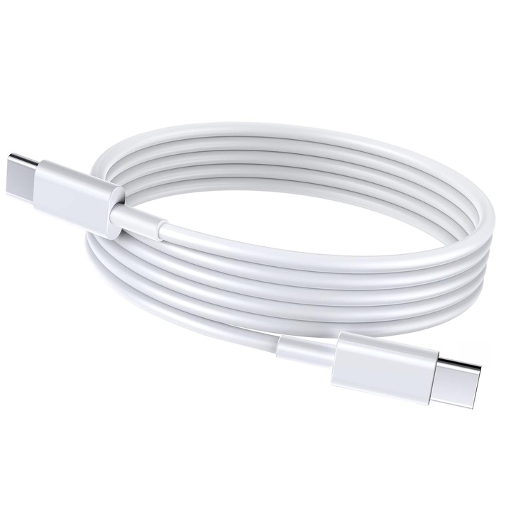 CD01 adat- és töltőkábel, 5A 100W, C-típusú - C-típusú, 1 méter, fehér
