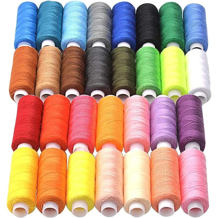 Set Ata de Cusut, 30 Culori, Poliester, Multicolor