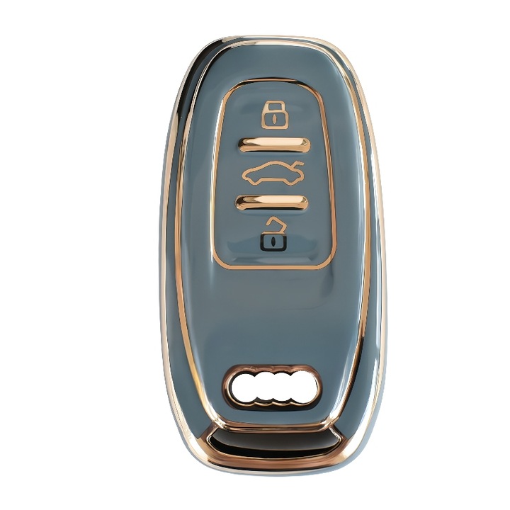 Carcasa protectie pentru telecomanda auto Audi A3 E-tron Sportback, A3 Sedan, A4, A6L, A7, A8, C8, E5, Q4, Q7, Q8, RS6, RS7, S3 culoare gri