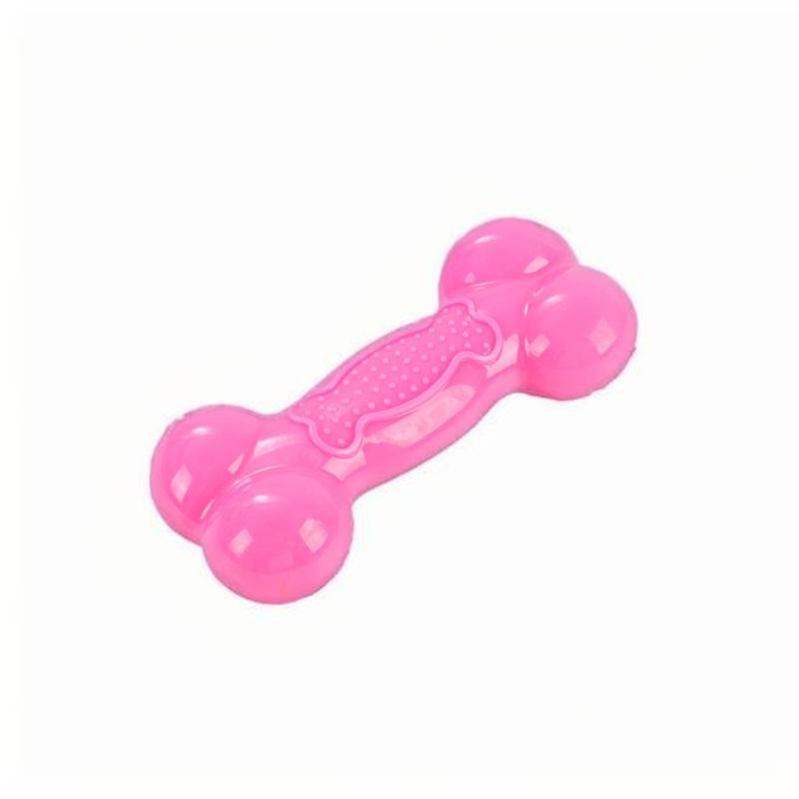 Játék kutyáknak, Csont, Hang, Gumi, rózsaszín, 13x6cm